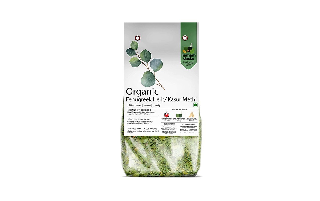 Hamam Dasta Organic Fenugreek Herb Kasuri Methi   Pack  100 grams
